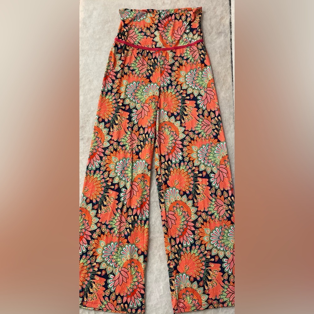 Vibrant Floral Wide-Leg Pants (SKU252)
